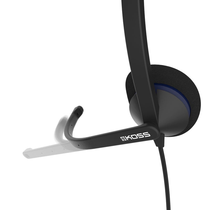 Koss CS195 USB Single-Sided On-Ear Communication Headset, Noise-Cancelling Electret Microphone, Flexible Microphone Arm, Wired with USB Plug, Black - Image 2